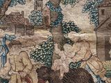 une image représentant une tapisserie avec des personnages et des animaux