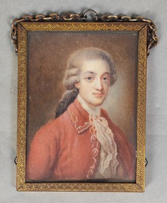 portrait d'un homme vêtu d'un manteau rouge et d'une écharpe blanche