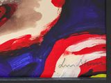 a picture of a painting of a clown with a red nose
