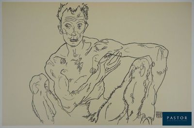 une image représentant le dessin d'un homme assis, les mains posées sur les genoux