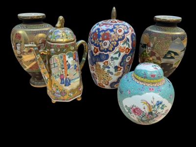 Ensemble cpt : paire vases faïence de Satsuma, cafetière en … - Photo 1