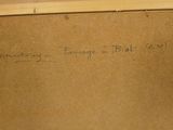 an old picture of a box with writing on it sitting on a table