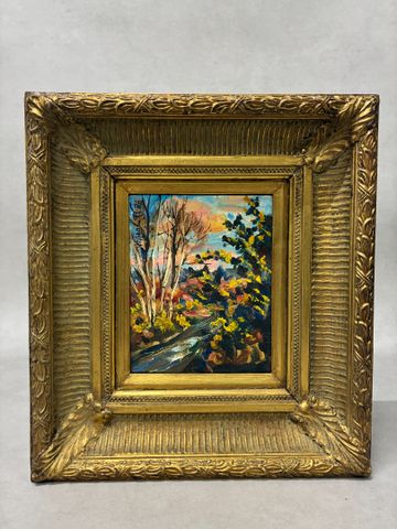 Aimé VALLAT (1912-1993) « Paysage Limousin ». Huile sur panneau. 
