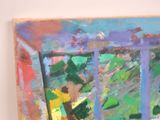 a painting on the wall of a room with a window