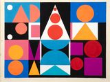 une image représentant une peinture composée de formes géométriques sur fond noir