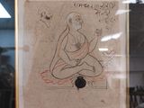 a drawing of a man sitting in a lotus position