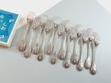 a lot of forks and spoons sitting on a table