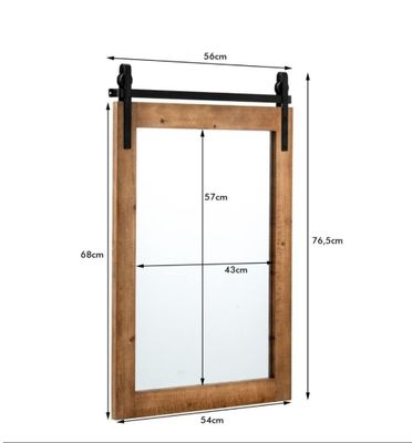 les dimensions d'une porte coulissante sur laquelle est fixé un miroir