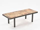 an image of a coffee table made out of wood and metal