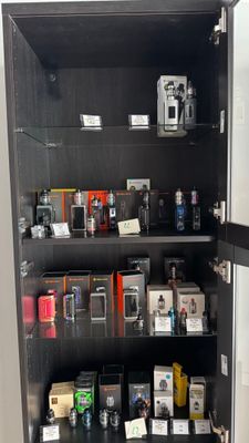 a cabinet that has many different types of cameras in it