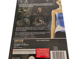 a back cover of a video game with a picture of a woman in a blue dress