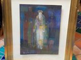 une image d'un tableau représentant une femme en robe blanche