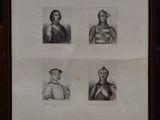 une photo en noir et blanc représentant quatre portraits encadrés