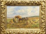 une photo d'un tableau représentant des chevaux dans un champ