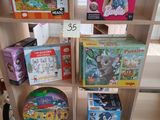 many toys on the shelves in the room