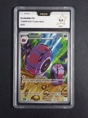 a close up of a card in a plastic case on a table
