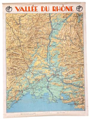 an old map of the valley du rhone, france