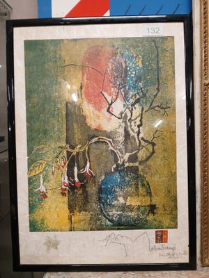 Dang LEBADANG (1921-2015) - "Le vase aux fuschias" Lithograp…
