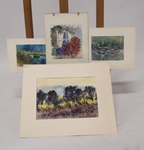 Odette GUERIN – Suite de 4 aquarelles. Signées. 