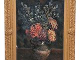 une peinture de fleurs dans un vase sur une table