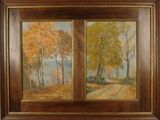 une image représentant un tableau où l'on voit une route de campagne et des arbres