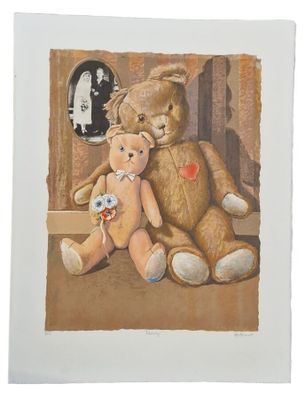 deux oursons assis l'un à côté de l'autre