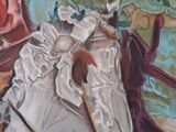 a painting of a man riding a horse with a woman on it