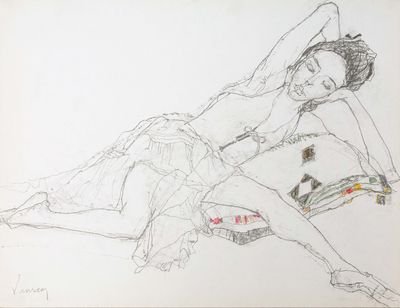 Jean JANSEM (1920-2013). Jeune fille, jambes écartées - 1993…