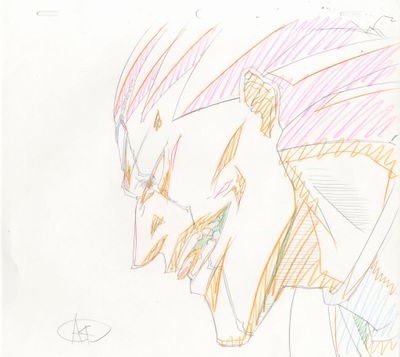 dessin représentant un homme portant un casque et ayant les cheveux longs