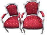 pair of louis xvi style armchairs with red upholstered upholstered upholstered upholstered
