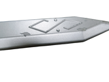 a close up of a metal object on a white background