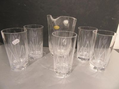 94.65 - Cristal SL France: Cruche + 5 Verres A Cristal Taill…