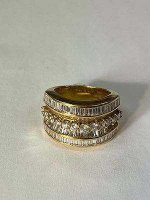 Belle ET Importante Bague OR Jaune Serti DE Diamants Baguett…