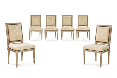 lot de six chaises avec dossier et assise rembourrés