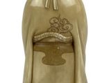 statue of a woman holding a pot with a bird perched on top of it