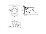 drawing of a toilet with a toilet seat and a bidet