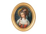 portrait d'une jeune fille coiffée d'un chapeau de paille et d'une fleur dans les cheveux