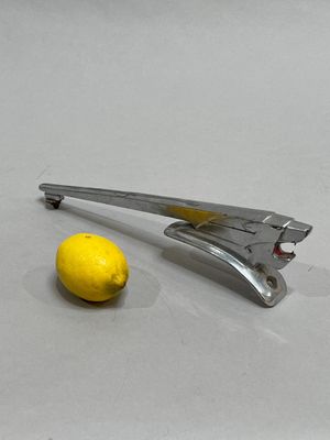 a lemon and a juicer on a table