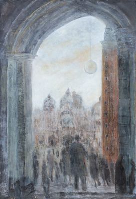 Hervé THIBAULT (né en 1944) Venise, promeneurs sur la place … - Photo 1