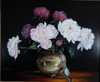 Philippe DESTORS (Né en 1956) Nature morte aux pivoines et à…