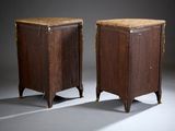 pair of antique nightstands with wicker top and legs