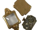 three different types of watch parts are shown on a white surface