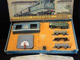 a box with a train set in it on a table