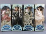 three boxed dolls of different styles and colors are in a box