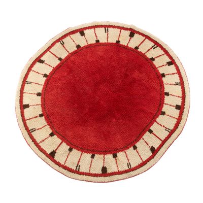 Travail des années 30 Tapis ovale au point noués circulaire … - Photo 1