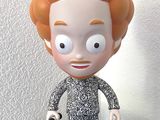 a close up of a figurine of a man with orange hair