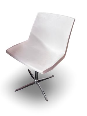 an image of a white chair with a metal base on a white background