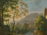 an image of a painting of a man and a woman in a wooded setting