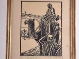 an image of a picture of a man riding a camel