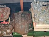 a lot of empty glasses on the table